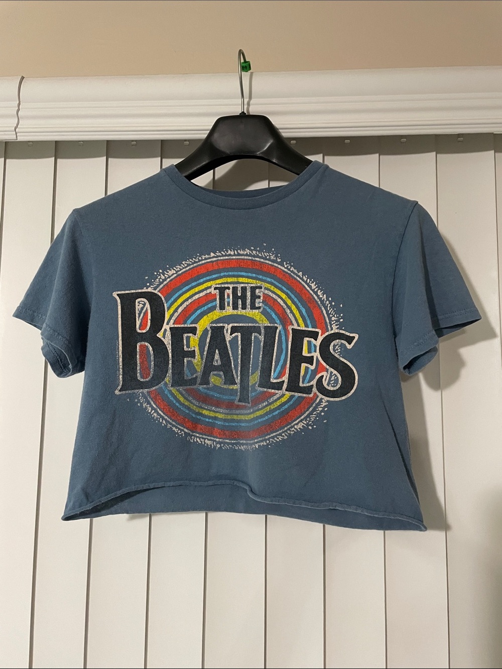 The Beatles Blue Short Sleeve Graphic Tee with Rainbow Logo